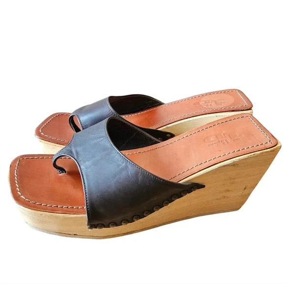 Brown's ID Women's Boho Leather Wooden Wedge Sandal Size EU 39. - Picture 2 of 9
